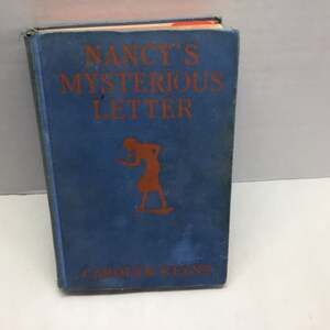 Vintage Nancy Drew 8 Nancys Mysterious Letter Hardcover 1932 Blue Tweed Orange